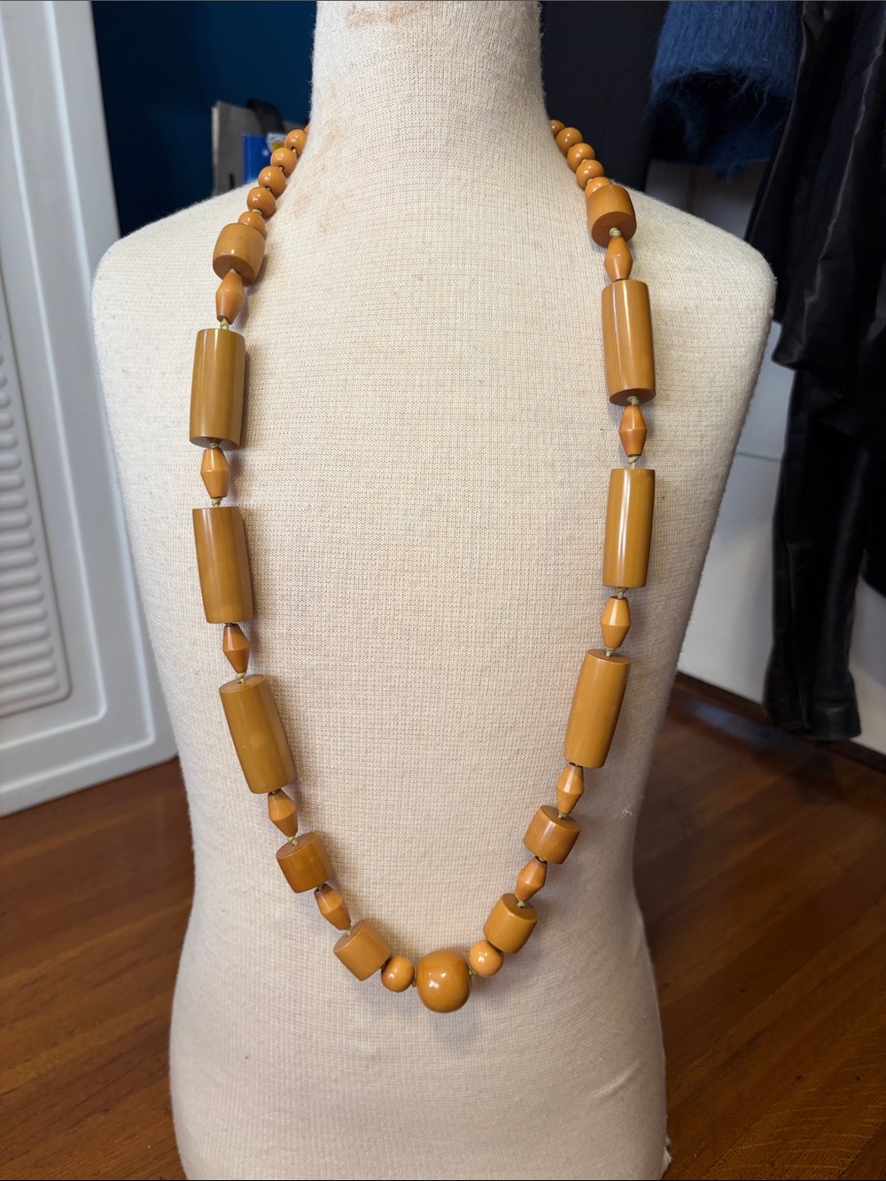 Vintage-Inspired Mustard Yellow Beaded Necklace